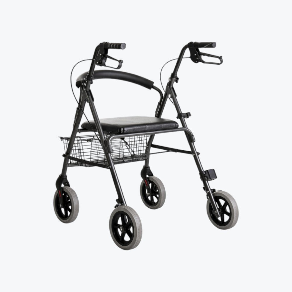 Rollator Pieghevole a 4 Ruote con Sedile e Cestino – Deambulatore con Freni