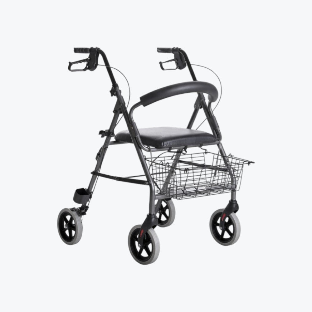 Rollator Pieghevole a 4 Ruote con Sedile e Cestino – Deambulatore con Freni