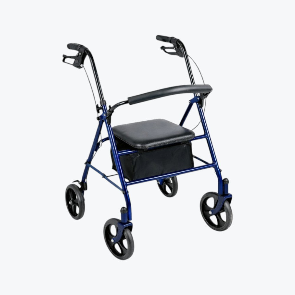 Deambulatore Rollator Pieghevole con Seduta e Freni – Girello Ortopedico con 4 Ruote