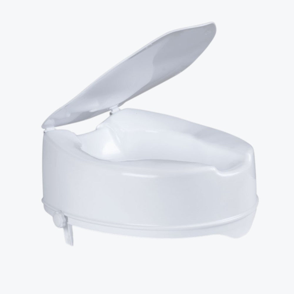 Rialzo WC Ortopedico 14 cm con Coperchio – Alzawater Anatomico con Fissaggio Laterale