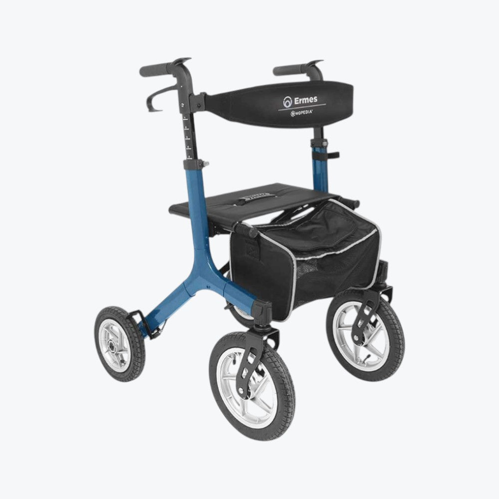 ollator a 4 Ruote Pneumatiche con Supporto Toracico e Sedile – Deambulatore con Borsa